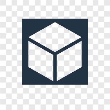 Saydam arka plan üzerinde küp şeffaflık logo kavramı izole küp vektör simgesi