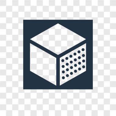 Saydam arka plan üzerinde küp şeffaflık logo kavramı izole küp vektör simgesi