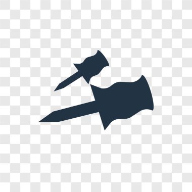 Saydam arka plan üzerinde itme PIN şeffaflık logo kavramı izole PIN vektör simgesi itmek