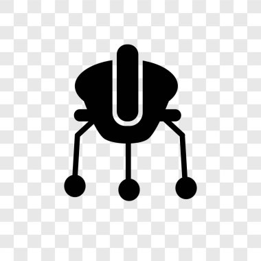 Saydam arka plan üzerinde uzay Lander şeffaflık logo kavramı izole alan Lander vektör simgesi