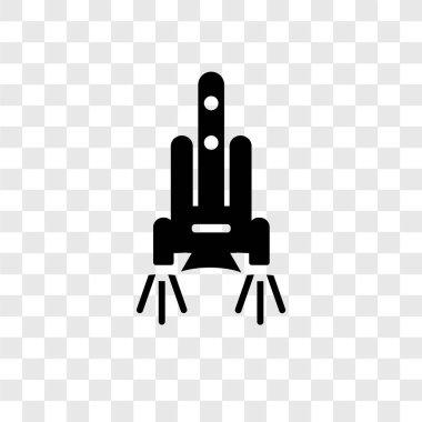 Saydam arka plan üzerinde uzay mekiği şeffaflık logo kavramı izole uzay mekiği vektör simgesi