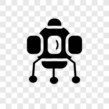 Saydam arka plan üzerinde uzay kapsülü şeffaflık logo kavramı izole uzay kapsülü vektör simgesi