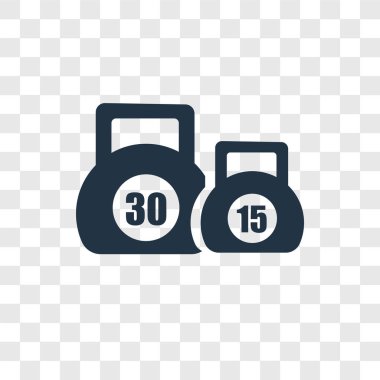 Saydam arka plan üzerinde Kettlebells şeffaflık logo kavramı izole Kettlebells vektör simgesi