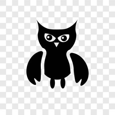 Saydam arka plan üzerinde baykuş şeffaflık logo kavramı izole baykuş vektör simgesi