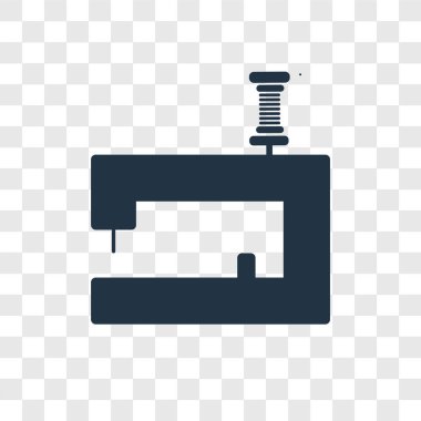 Saydam arka plan üzerinde dikiş makinesi şeffaflık logo kavramı izole dikiş makinesi vektör simgesi