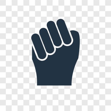 Saydam arka plan üzerinde yumruk şeffaflık logo kavramı izole yumruk vektör simgesi