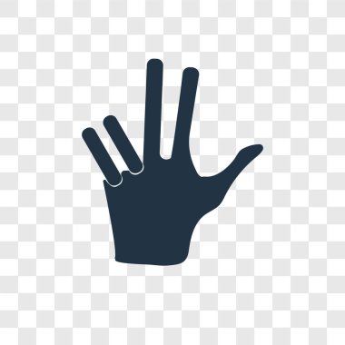 Saydam arka plan üzerinde el şeffaflık logo kavramı izole el vektör simgesi