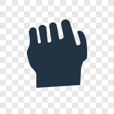 Saydam arka plan üzerinde yumruk şeffaflık logo kavramı izole yumruk vektör simgesi