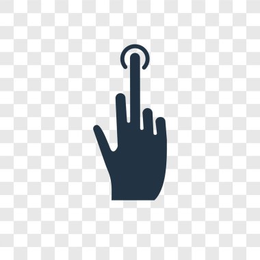 Saydam arka plan üzerinde dokunun şeffaflık logo kavramı izole vektör simgesine dokunun