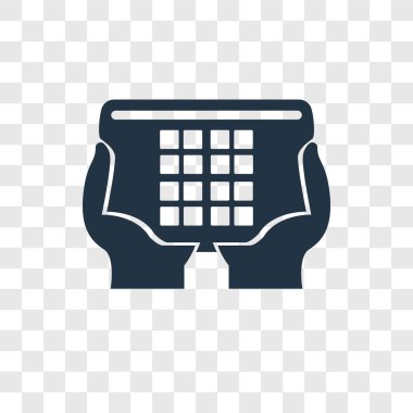 Saydam arka plan üzerinde Tablet şeffaflık logo kavramı izole tablet vektör simgesi