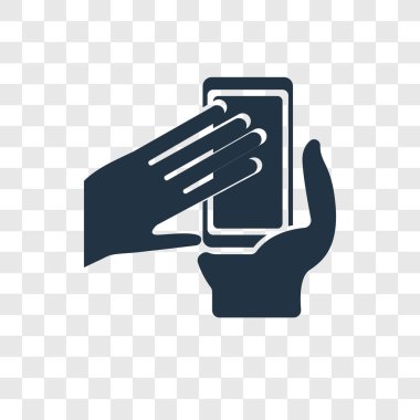 Saydam arka plan üzerinde Smartphone şeffaflık logo kavramı izole Smartphone vektör simgesi