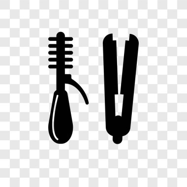 Saydam arka plan üzerinde saç düzleştirici saydamlık logo kavramı izole saç düzleştirici vektör simgesi