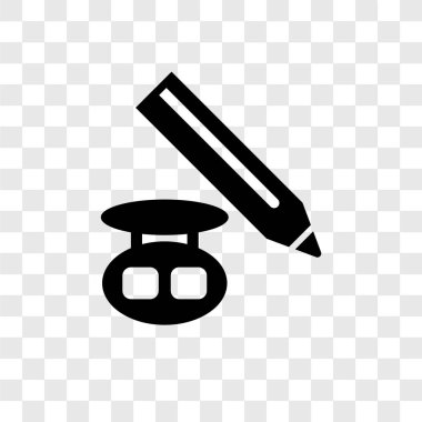 Saydam arka plan üzerinde kalem şeffaflık logo kavramı izole kalem vektör simgesi