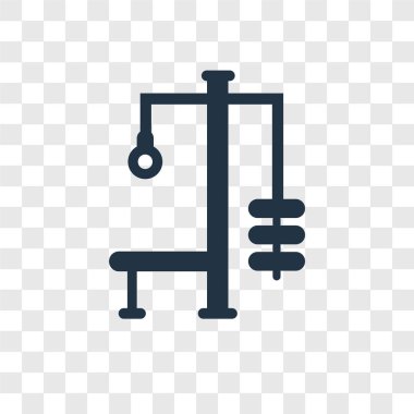 Saydam arka plan üzerinde halter şeffaflık logo kavramı izole halter vektör simgesi