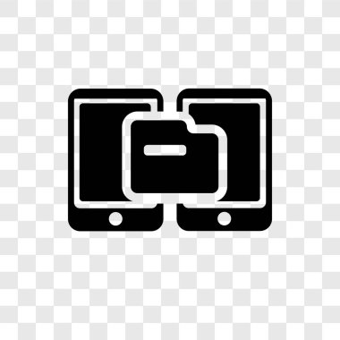 Saydam arka plan üzerinde aktarım şeffaflık logo kavramı izole transfer vektör simgesi