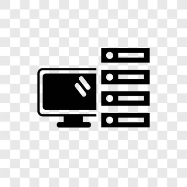 Saydam arka plan üzerinde bilgisayar şeffaflık logo kavramı izole bilgisayar vektör simgesi