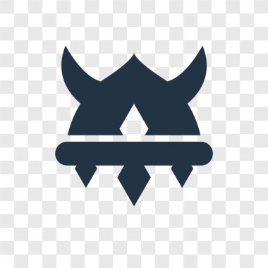 Saydam arka plan üzerinde Viking kask şeffaflık logo kavramı izole Viking kask vektör simgesi