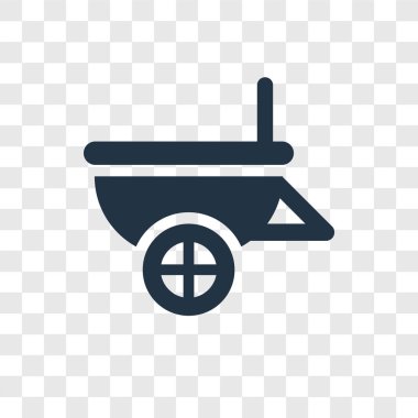 Saydam arka plan üzerinde el arabası şeffaflık logo kavramı izole el arabası vektör simgesi