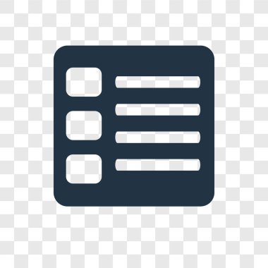 Saydam arka plan üzerinde liste şeffaflık logo kavramı izole listesi vektör simgesi