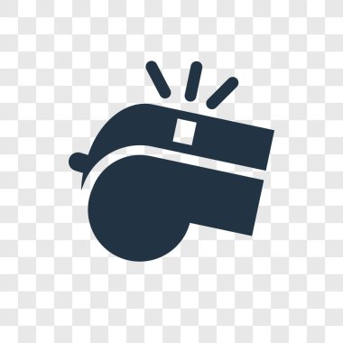 Saydam arka plan üzerinde düdük şeffaflık logo kavramı izole düdük vektör simgesi