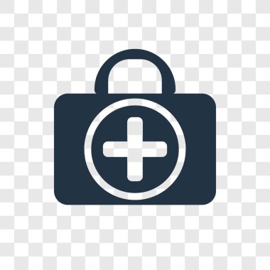 Saydam arka plan üzerinde ilk yardım kiti şeffaflık logo kavramı izole ilk yardım kiti vektör simgesi