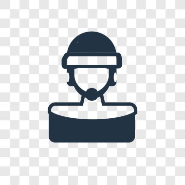 Saydam arka plan üzerinde hokey oyuncusu şeffaflık logo kavramı izole hokey oyuncu vektör simgesi