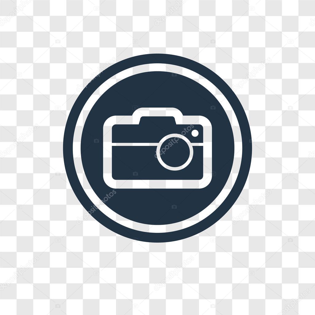 Photo camera vector icon isolated on transparent background, Photo camera transparency logo concept