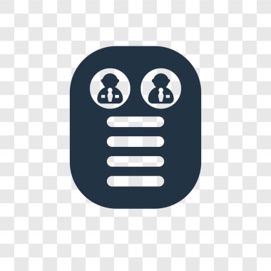 Saydam arka plan üzerinde kişisel profil şeffaflık logo kavramı izole kişisel profil vektör simgesi