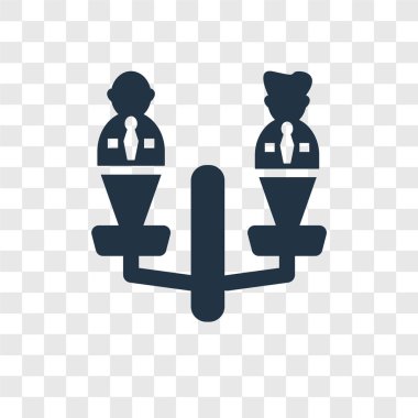 Saydam arka plan üzerinde denge şeffaflık logo kavramı izole denge vektör simgesi