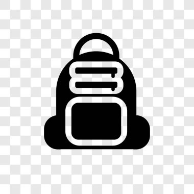 Saydam arka plan üzerinde sırt çantası şeffaflık logo kavramı izole sırt çantası vektör simgesi