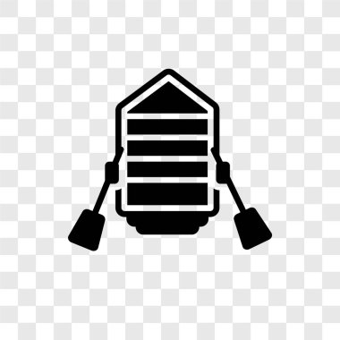 Saydam arka plan üzerinde tekne şeffaflık logo kavramı izole tekne vektör simgesi