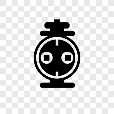 Saydam arka plan üzerinde Outlet şeffaflık logo kavramı izole çıkış vektör simgesi