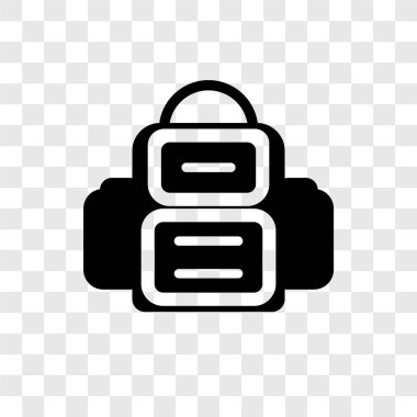 Saydam arka plan üzerinde sırt çantası şeffaflık logo kavramı izole sırt çantası vektör simgesi