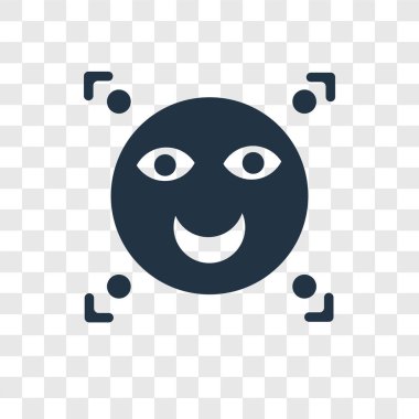 Saydam arka plan üzerinde yüz tanıma şeffaflık logo kavramı izole yüz tanıma vektör simgesi