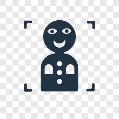 Saydam arka plan üzerinde yüz tanıma şeffaflık logo kavramı izole yüz tanıma vektör simgesi