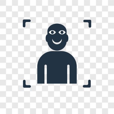 Saydam arka plan üzerinde yüz tanıma şeffaflık logo kavramı izole yüz tanıma vektör simgesi