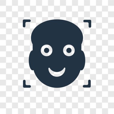 Saydam arka plan üzerinde yüz tarama şeffaflık logo kavramı izole yüz tarama vektör simgesi