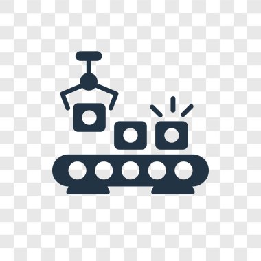 Saydam arka plan üzerinde konveyör şeffaflık logo kavramı izole konveyör vektör simgesi