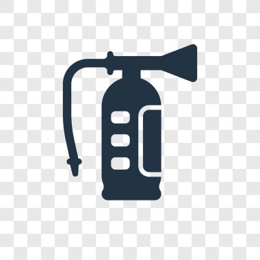 Saydam arka plan üzerinde yangın söndürücü şeffaflık logo kavramı izole yangın söndürücü vektör simgesi