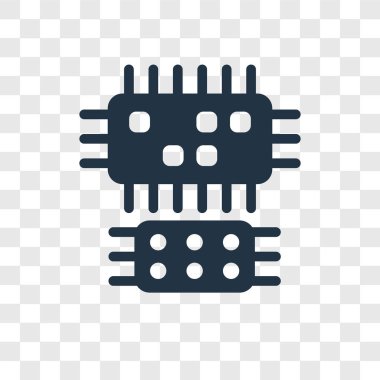 Saydam arka plan üzerinde Cpu şeffaflık logo kavramı izole Cpu vektör simgesi