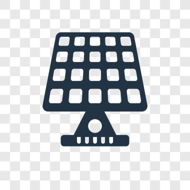 Saydam arka plan üzerinde güneş paneli şeffaflık logo kavramı izole güneş paneli vektör simgesi