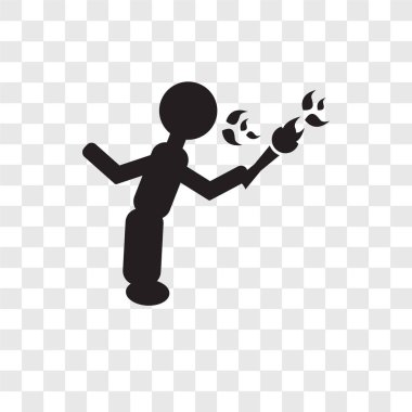 Şeffaf arka plan üzerinde ateş yiyen adam şeffaflık logo kavramı izole ateş yiyen adam vektör simgesi