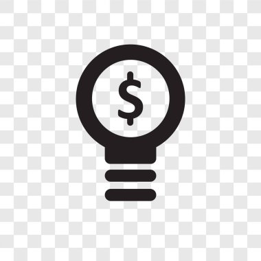 Saydam arka plan üzerinde ampul şeffaflık logo kavramı izole ampul vektör simgesi