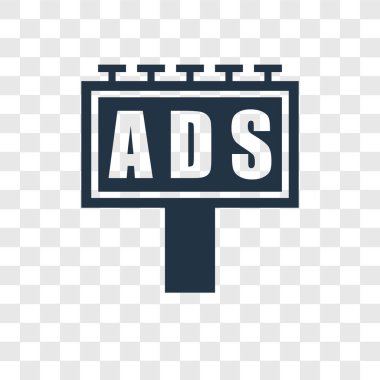 Saydam arka plan üzerinde reklamlar şeffaflık logo kavramı izole reklamlar vektör simgesi