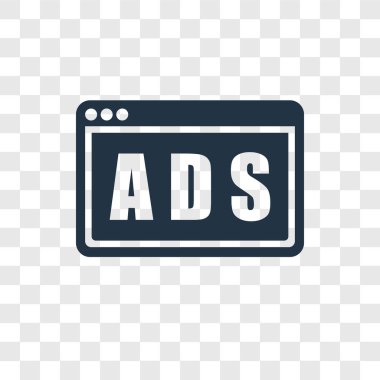 Saydam arka plan üzerinde reklamlar şeffaflık logo kavramı izole reklamlar vektör simgesi