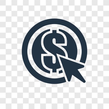 Ödeme üzerinde şeffaf arka plan izole vektör simgesini tıklatın, tıklama şeffaflık logo kavramı ödeme