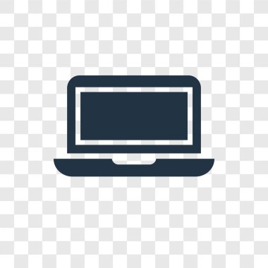 Saydam arka plan üzerinde Laptop şeffaflık logo kavramı izole dizüstü vektör simgesi