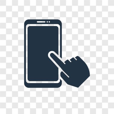 Saydam arka plan üzerinde Smartphone şeffaflık logo kavramı izole Smartphone vektör simgesi