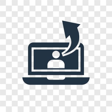 Saydam arka plan üzerinde Laptop şeffaflık logo kavramı izole dizüstü vektör simgesi