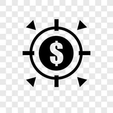 Saydam arka plan üzerinde hedef şeffaflık logo kavramı izole hedef vektör simgesi